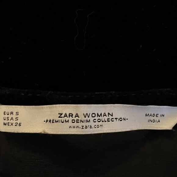 Zara Black Floral Embroidered Oversized Tunic Top Size S Small Boho Velvet LS - Picture 6 of 8